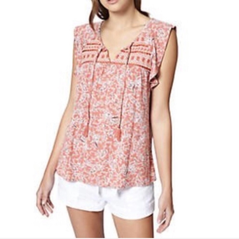 Sanctuary Wild Bell Top - Boho - Crochet - Tassels - Pink Floral - SMALL NWT